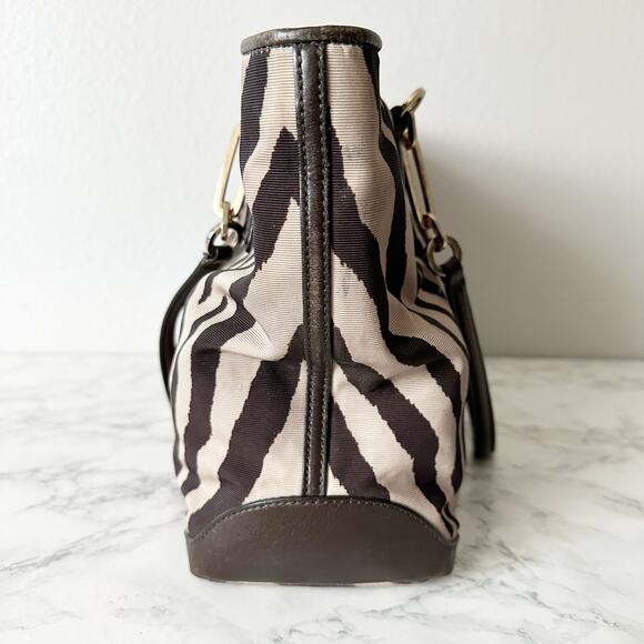 Coach Madison East West Tote With Zebra Print Brown/Tan Zip Top Shoulder Bag - Picture 10 of 16